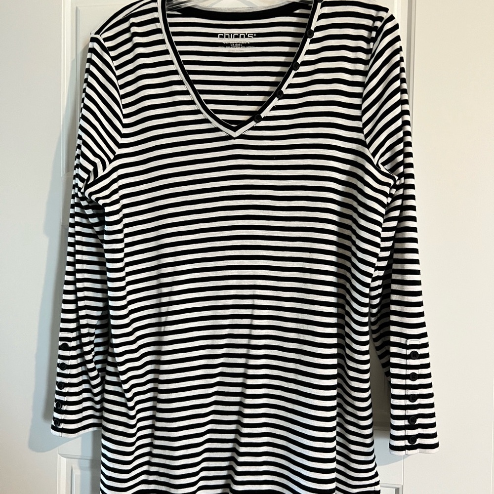 Chico’s  Black and White Striped Women's Tunic